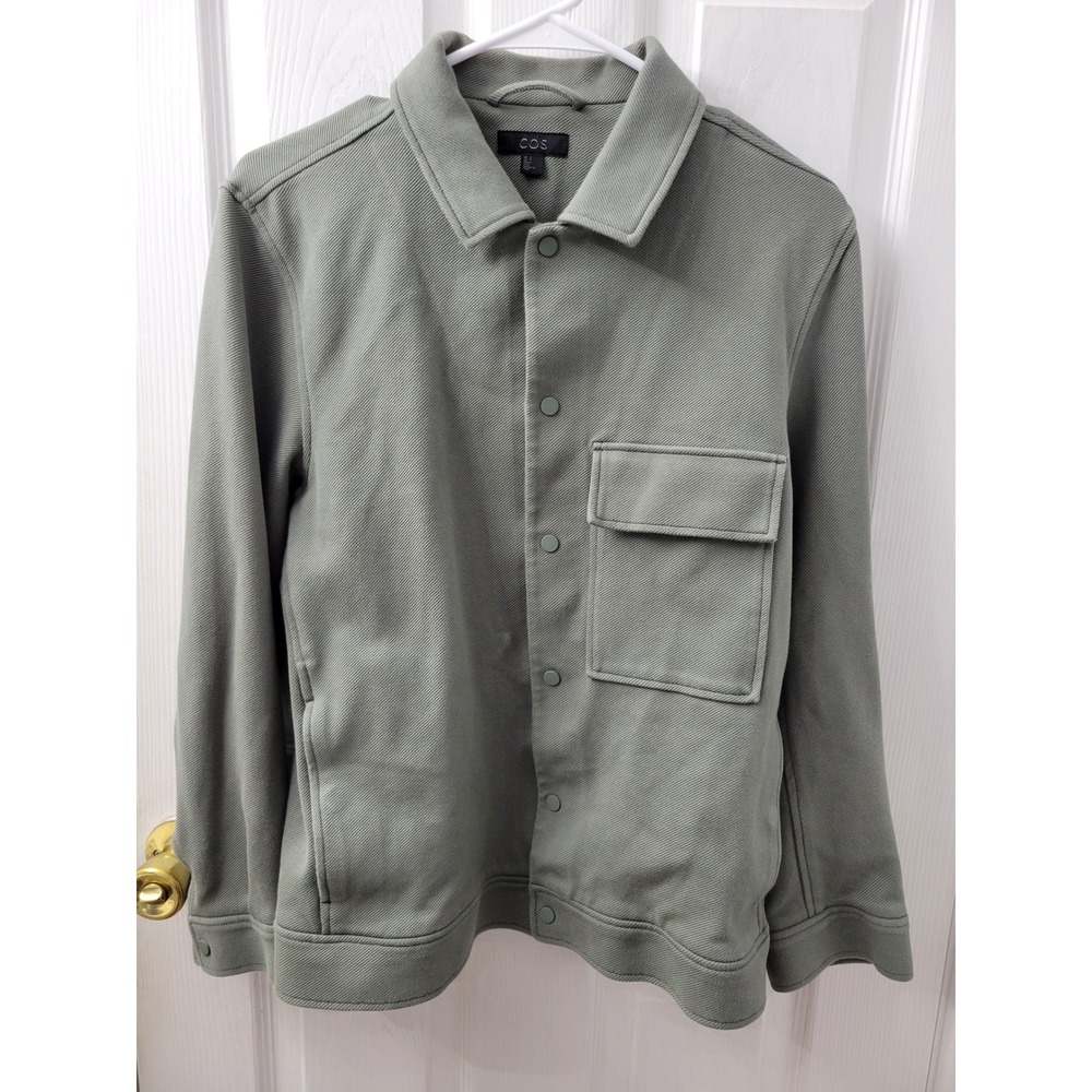 COS Mens Sage Green Twill Snap Front Overshirt Jacket Size Large